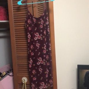 A flower print burgundy dress